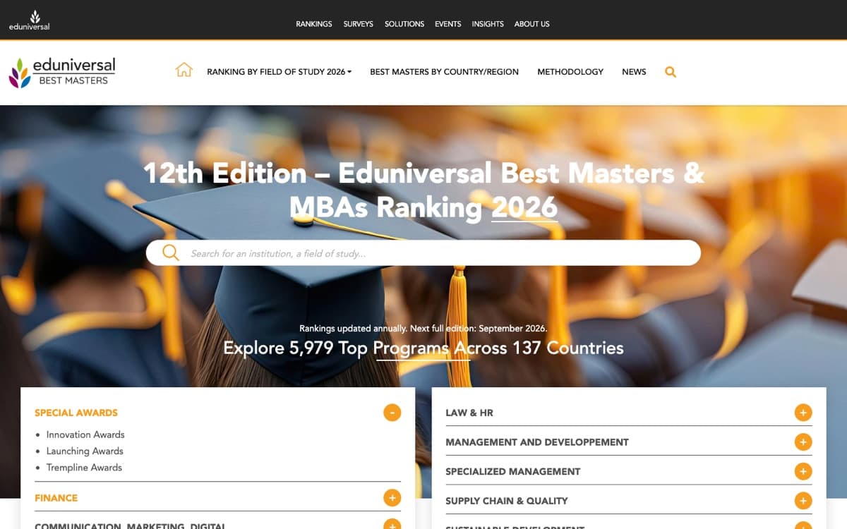 Page d'accueil du site de Best Masters