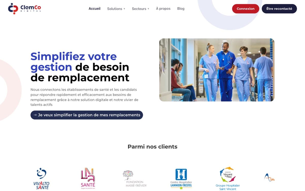 Page d'accueil du site de ClemCo Digital