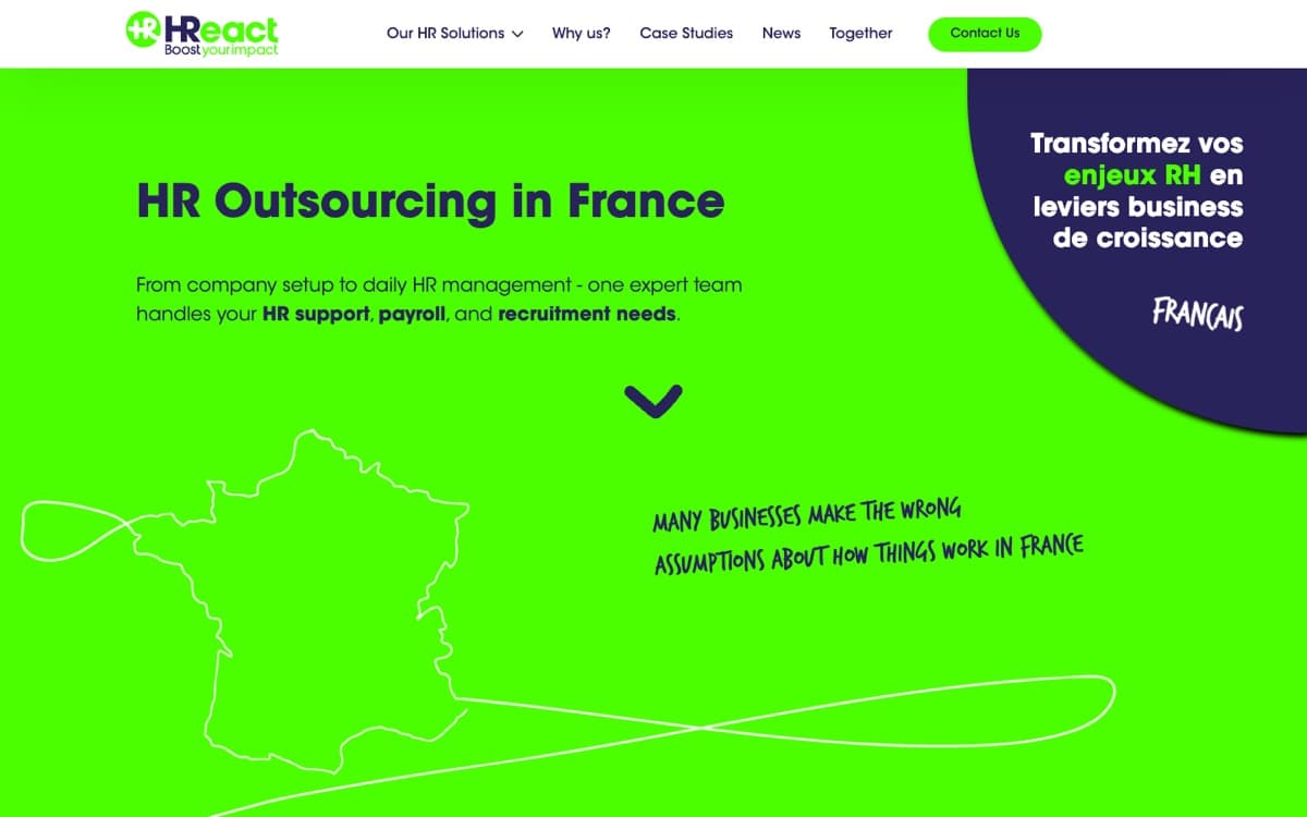 Page d'accueil du site de HReact