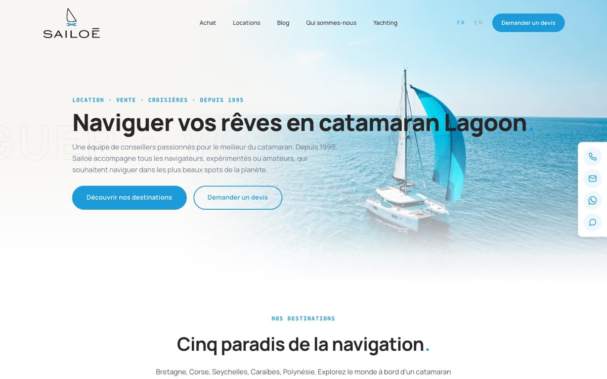 Page d'accueil du site de Sailoé