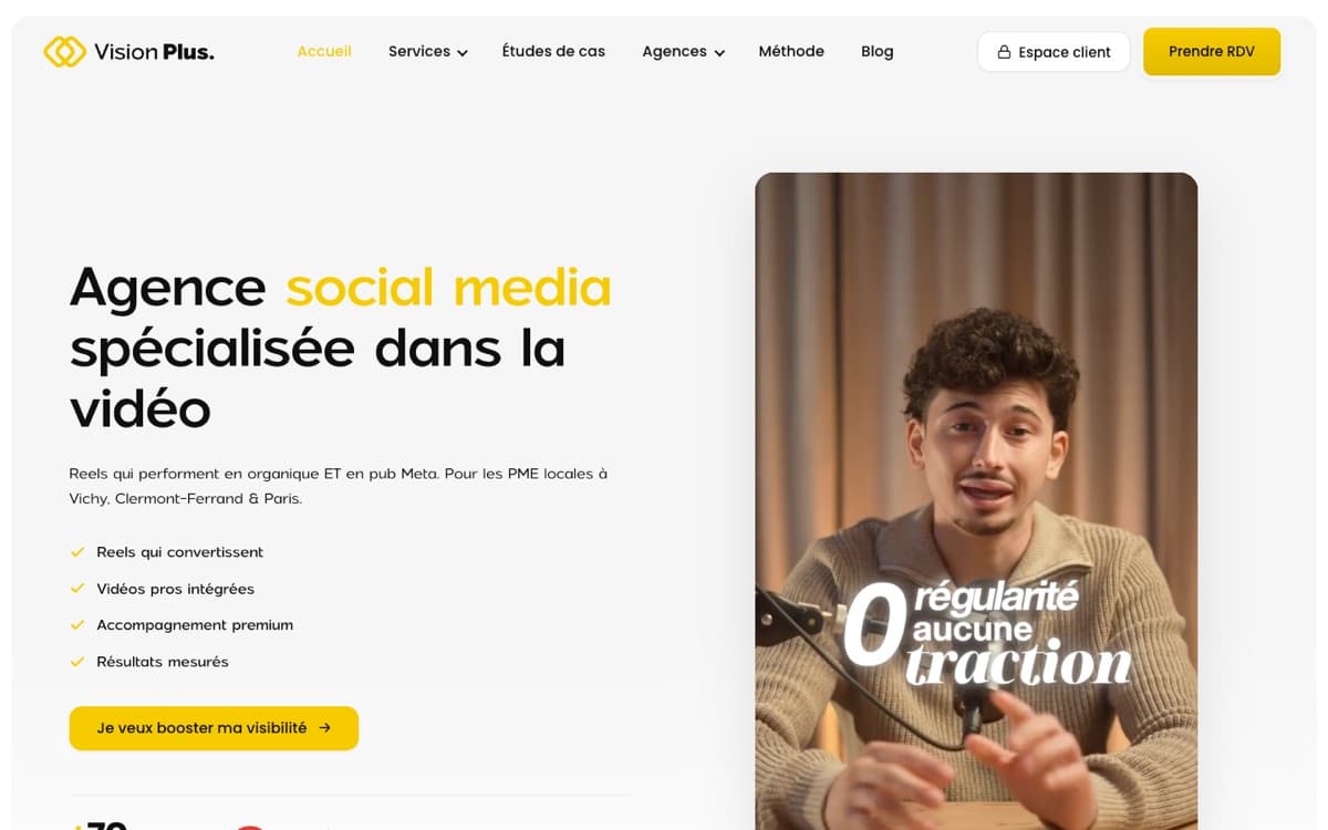 Page d'accueil du site de Vision Plus
